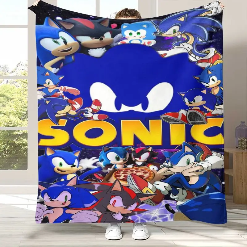 Vintage S-Sonic Rings K-Knuckles Game Flannel Throw Blanket,Cozy Warm Blanket for Bed,Sofa,Living Room,Picnic,Camping,Home Decor