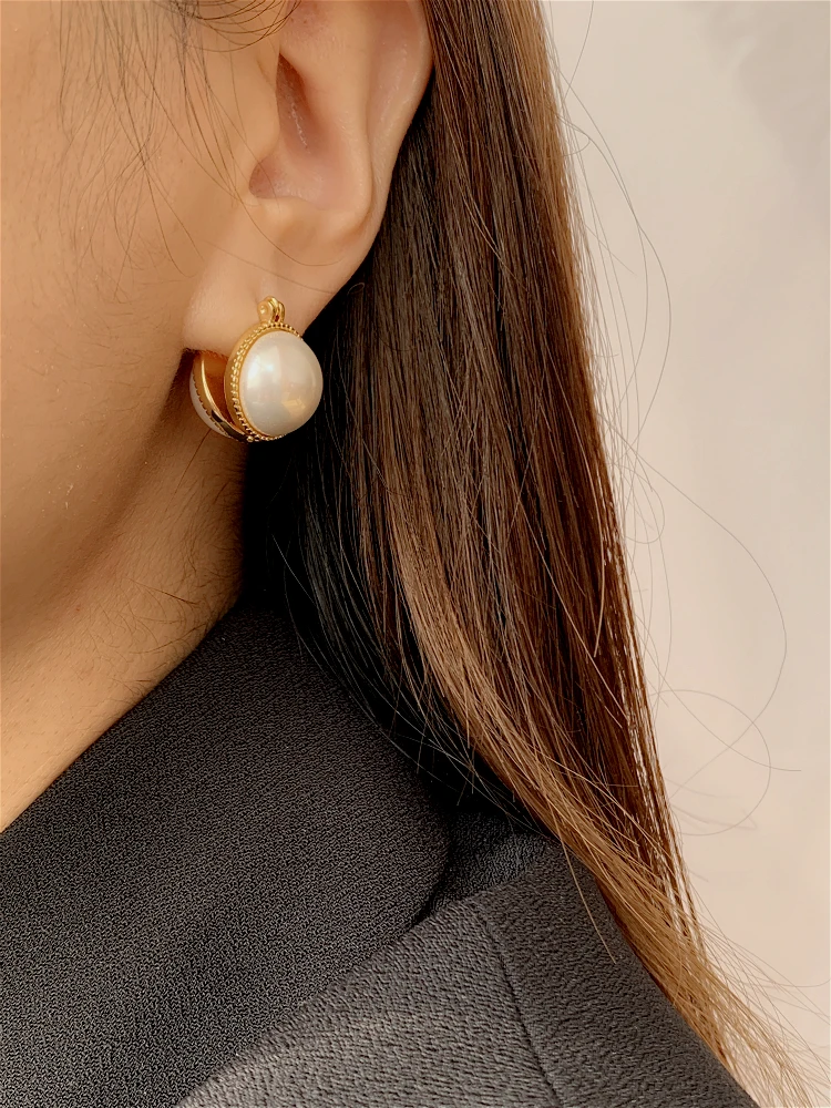 

Женские серьги из латуни с жемчугом и двойным стеклом, 18 карат