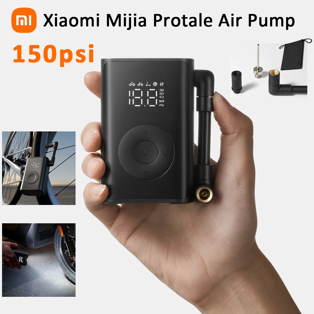 Pompa Udara Portabel Xiaomi Mijia Asli 150psi Layar Tampilan Elektrik 2000mAh untuk Mengisi Ban Sepeda, Bola, Lampu Darurat