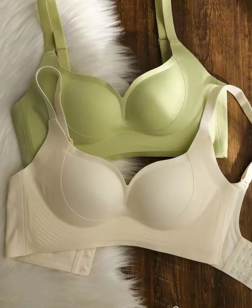 Non-mark underwear women small chest gather large no steel ring set breast anti-sagging adjustment bra thin