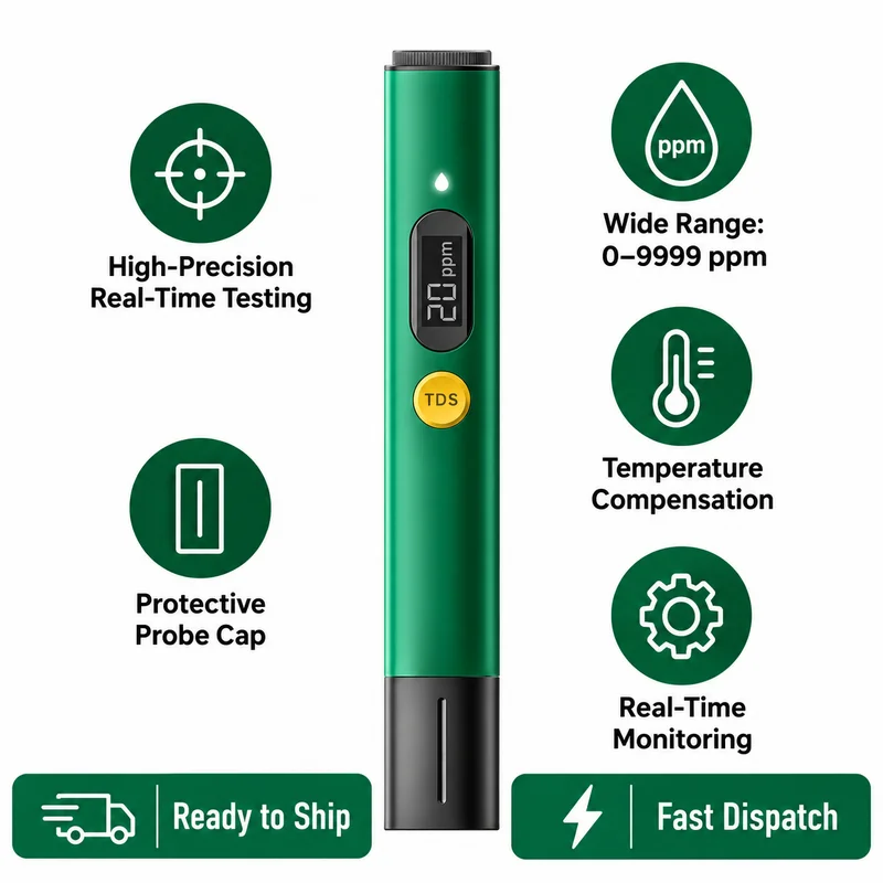 Portable Digital TDS Water Quality Tester Pen 0-9999 PPM LCD Meter for Drinking Water, Pool, Aquarium and Home Use