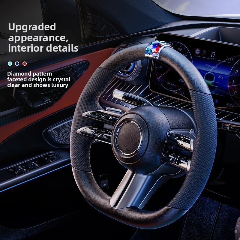 1PCS Luxury Crystal Steering Wheel Center Marker 3-Color Decor Sticker Universal Return Indicator for New Drivers