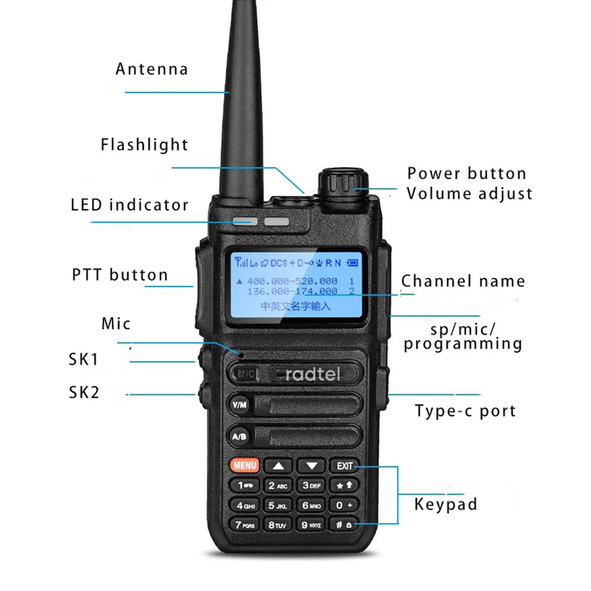 Radtel RT-610 136-520Mhz 108-136Mhz AM Rx Full Band Walkie Talkie Ham Two-way Radio Stations Long Range Amateur Radio VOX NOAA