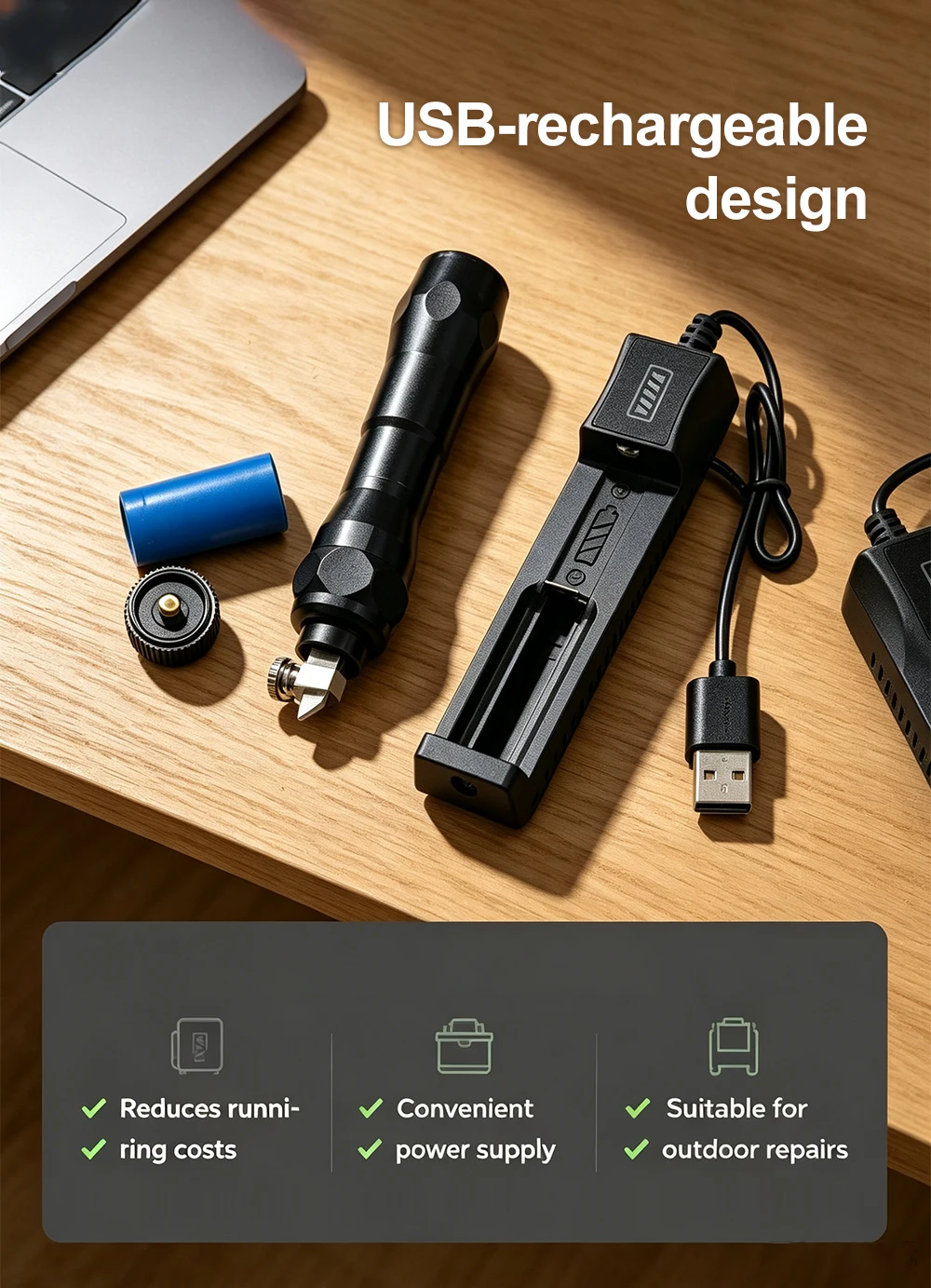 Professionelles, wiederaufladbares elektrisches Schlossöffner-Set, handliches Schlosserwerkzeug-Set mit komplettem Satz an Ersatz-Schlossöffnerklingen. – Detail 4