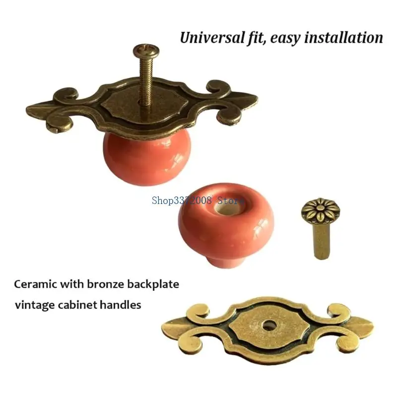  Traditional Earthenware Cabinet Handle Single Hole Plan Metal Mixture Hardware 26mm Height