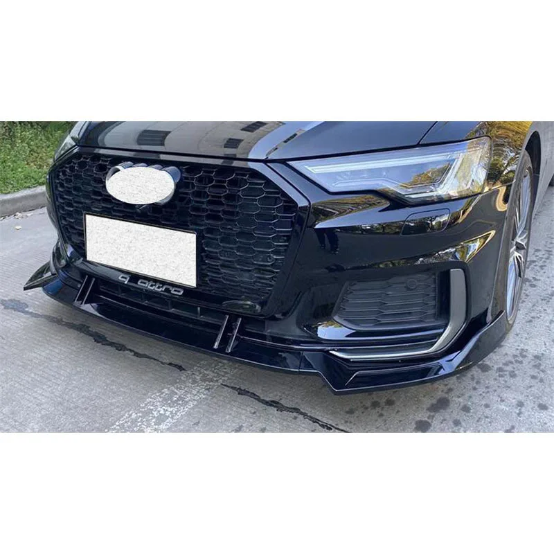 For 3PCS ABS Front Bumper Diffuser Lip Splitter NEW Audi A6 S6 C8 Black Anti - Collision Decorative Accessories Refit 2020 2021