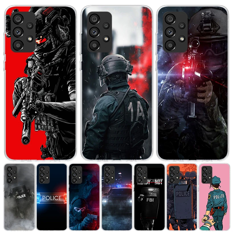 Police SWAT FBI Phone Case For Samsung Galaxy A15 A55 A25 A35 A14 A54 A24 A34 A13 A53 A23 A33 A12 A52 A22 A32 A05S A04S A03S