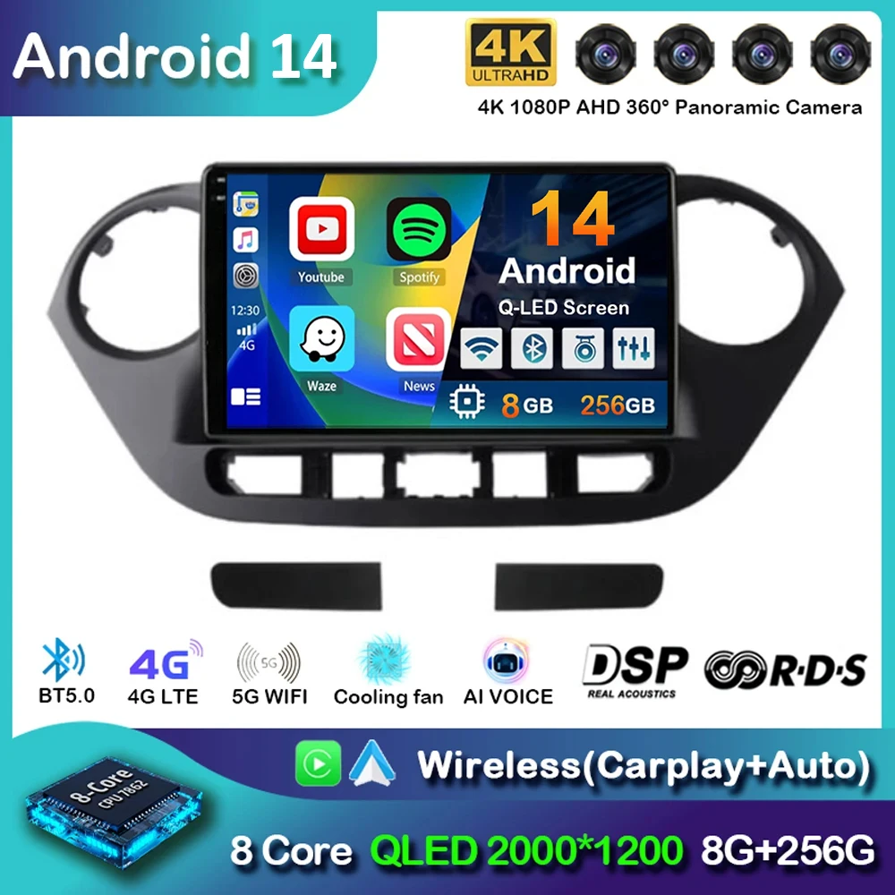 

Android 14 Carplay Auto WIFI+4G Car Radio For Hyundai Grand I10 2013-2016 Navigation GPS Multimidia Video Player Stereo 2DIN DSP