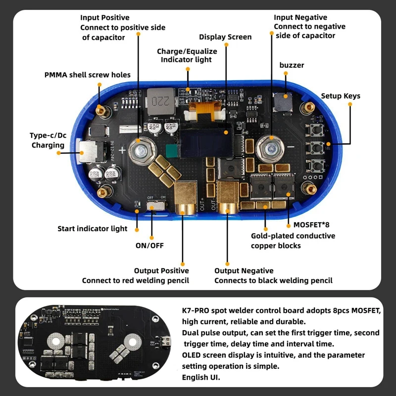 Imagem -03 - Ttkk-ponto Soldador Máquina com Capacitor Soldagem Controle Board Kit Soldadores Módulo Controlador Faça Você Mesmo Bateria de Lítio Quente