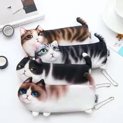 Cute 3D Simulation of Cat Pencil Bag papelaria Soft Nap Pencil Case Stationery Material Pen Storage School Writing Supplies