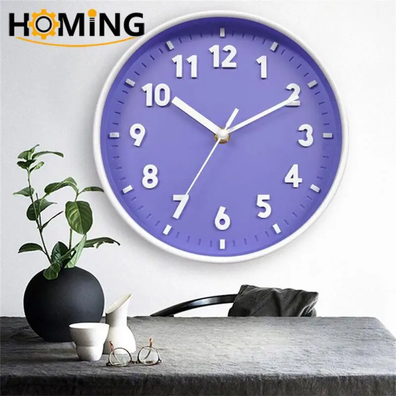 Round Wall Clock Creative 8-inch Candy Color Silent Clocks Children Room Living Room Bedroom Modern Simple Pointer Wall Clock