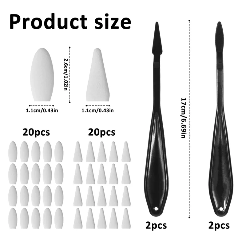 ABLK Смешивающие пеньки для рисования, с 40-комп. Сменные губчатые салфетки Художественные инструменты для смешивания для мелирования, тени