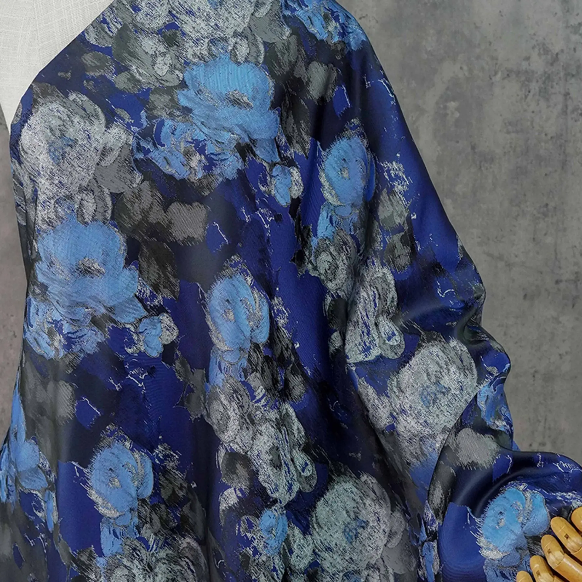 

Ink Wash Floral Yarn Dyed Jacquard Fabric Retro Dress Coat Curtains Cushion Covers Decorative Sewing Fabric