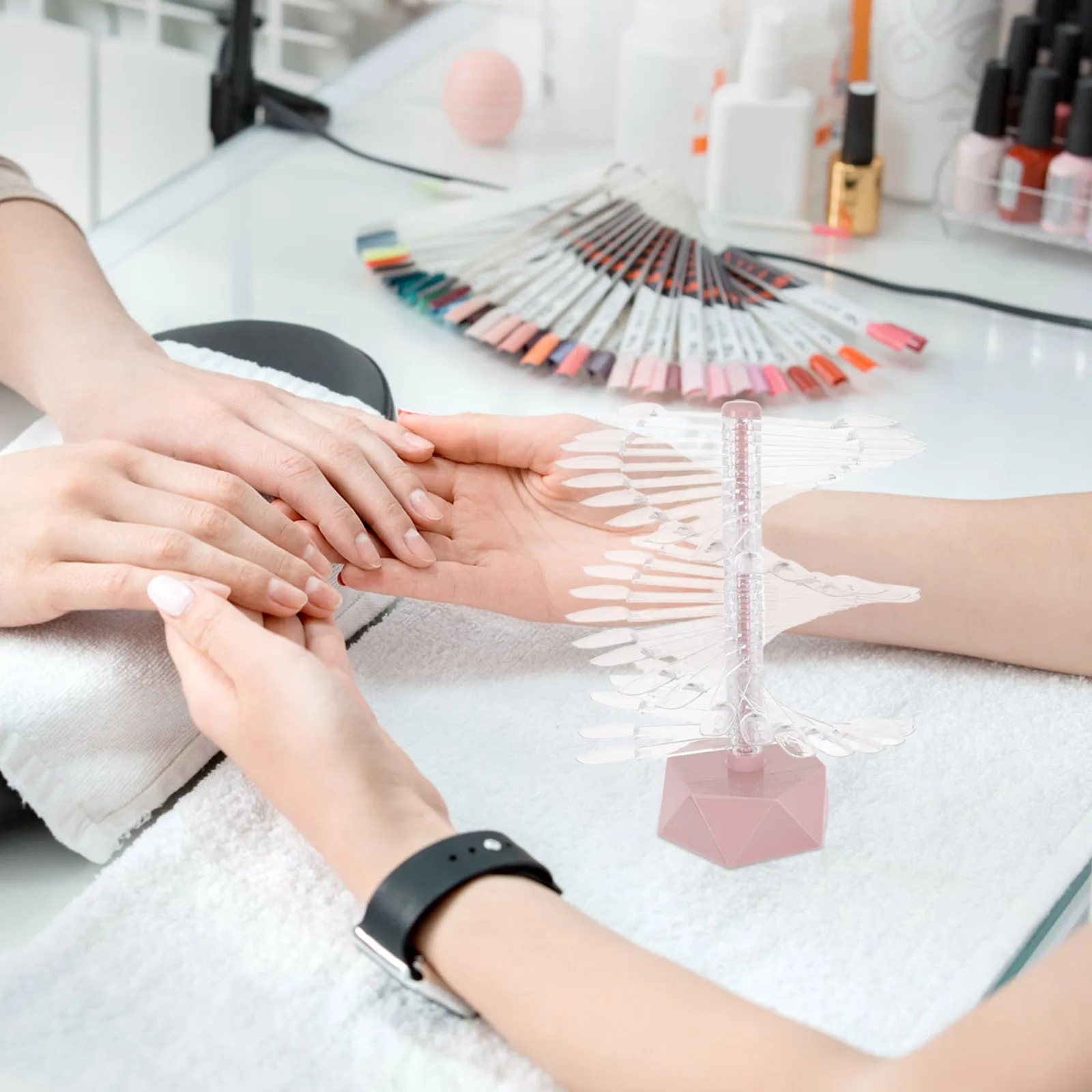 

Spiral Art Display Stand Multi-functional Tip Holder for Practicing Color Comparison Hexagonal Base Transparent Plastic