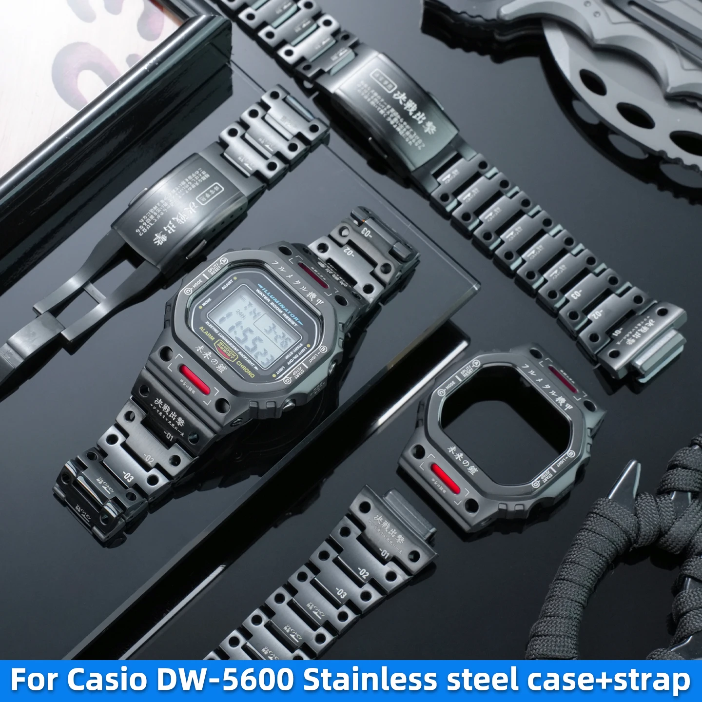 For Casio G-SHOCK 3229 DW5600 mod kit GW-M5610 DW-5600 GW-B5600 metal strap & case Stainless steel band bezel watch Accessories