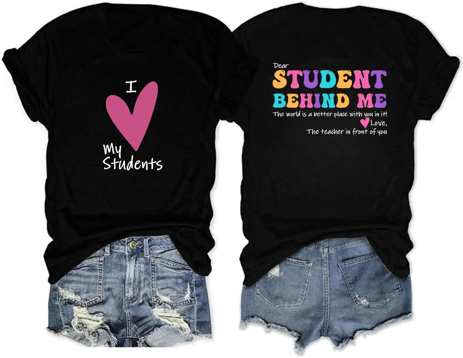 Рубашки с надписью «I Love My студенты», уважаемый студент за мной, с коротким рукавом, графическая тренировочная футболка, подарок для женщин