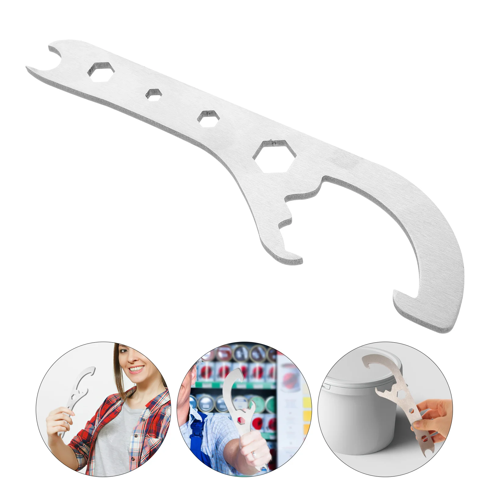 

Portable Pail Opener Stainless Steel Manual Bucket Lid Wrench Compact Can Opening Tool for Camping Kitchen Survival Gear