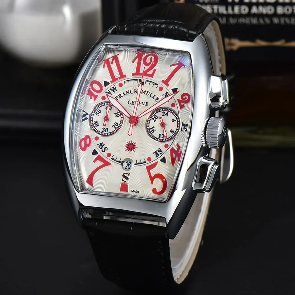 Top FRANCK MULLER Brand Geneva Watches For Mens Multifunction Chronograph WristWatch Fashion Business Sports AAA Male Clocks