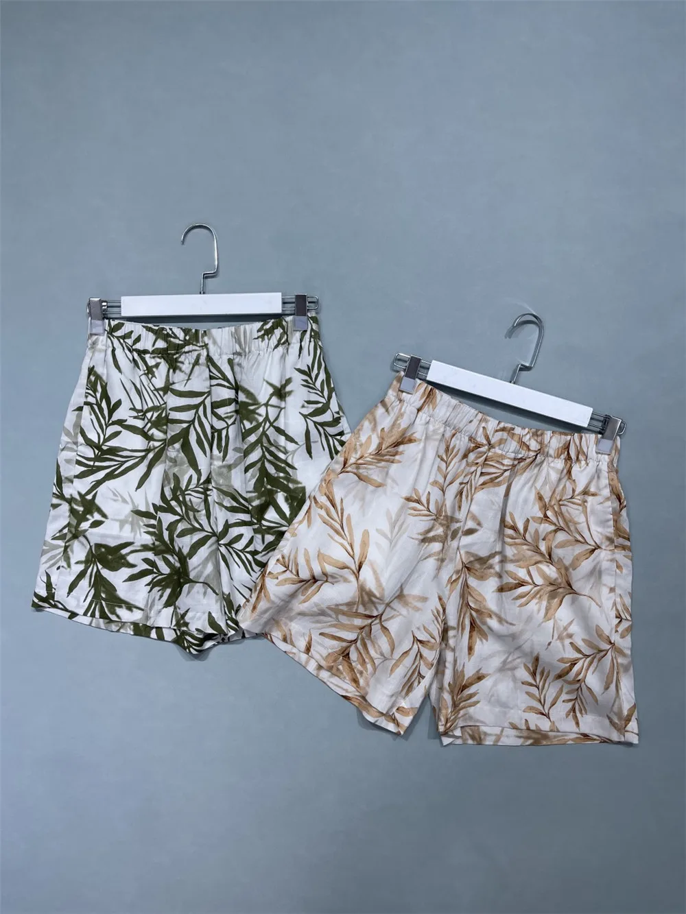 

Women's Summer New Casual Versatile Printed High Waisted Elastic Straight Shorts