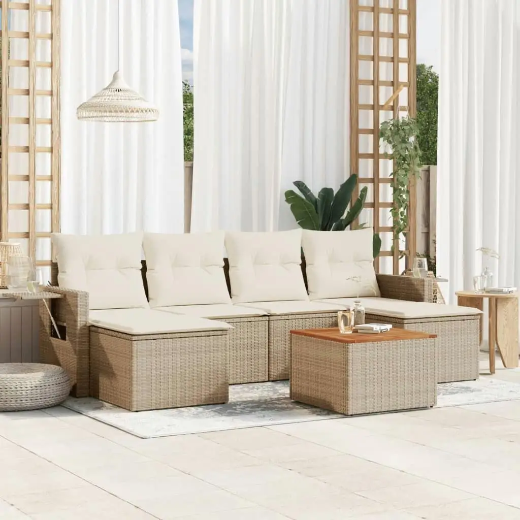 

Garden Sofa Set Cream White Beige Outdoor Furniture Comfortable Lounge Seating for Patio Yard Balcony Decor