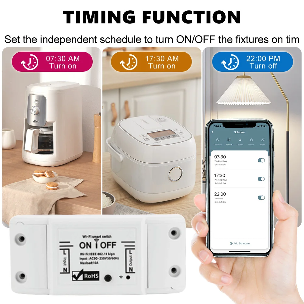 WiFi Smart Switch DIY Breaker BasicR2 Relay Module Smart Home Automation eWeLink App For Salute SmartThings Alice Alexa Google