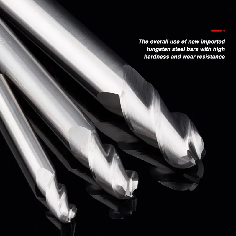 WOY R0.5-R10 HRC55 3-Flute Ball Milling Cutter Tungsten Steel Carbide For Aluminum CNC Mechanical Machining Center End Mills