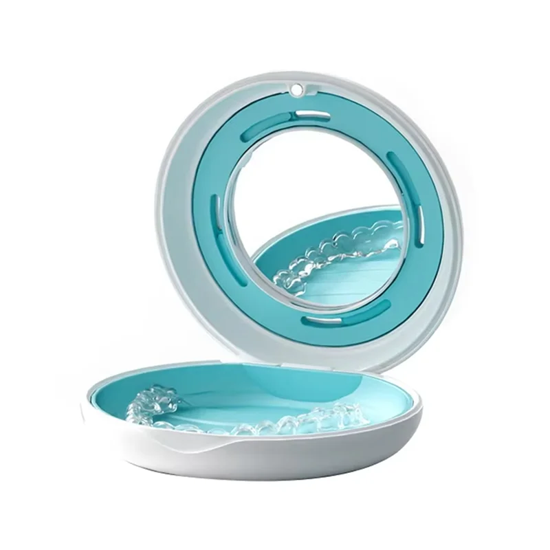[NEW!ABMK】 Braces Box Case Braces Retainer Box With Mirror Mouth Guard Denture Storage Aligner Case Oral Hygiene Organize