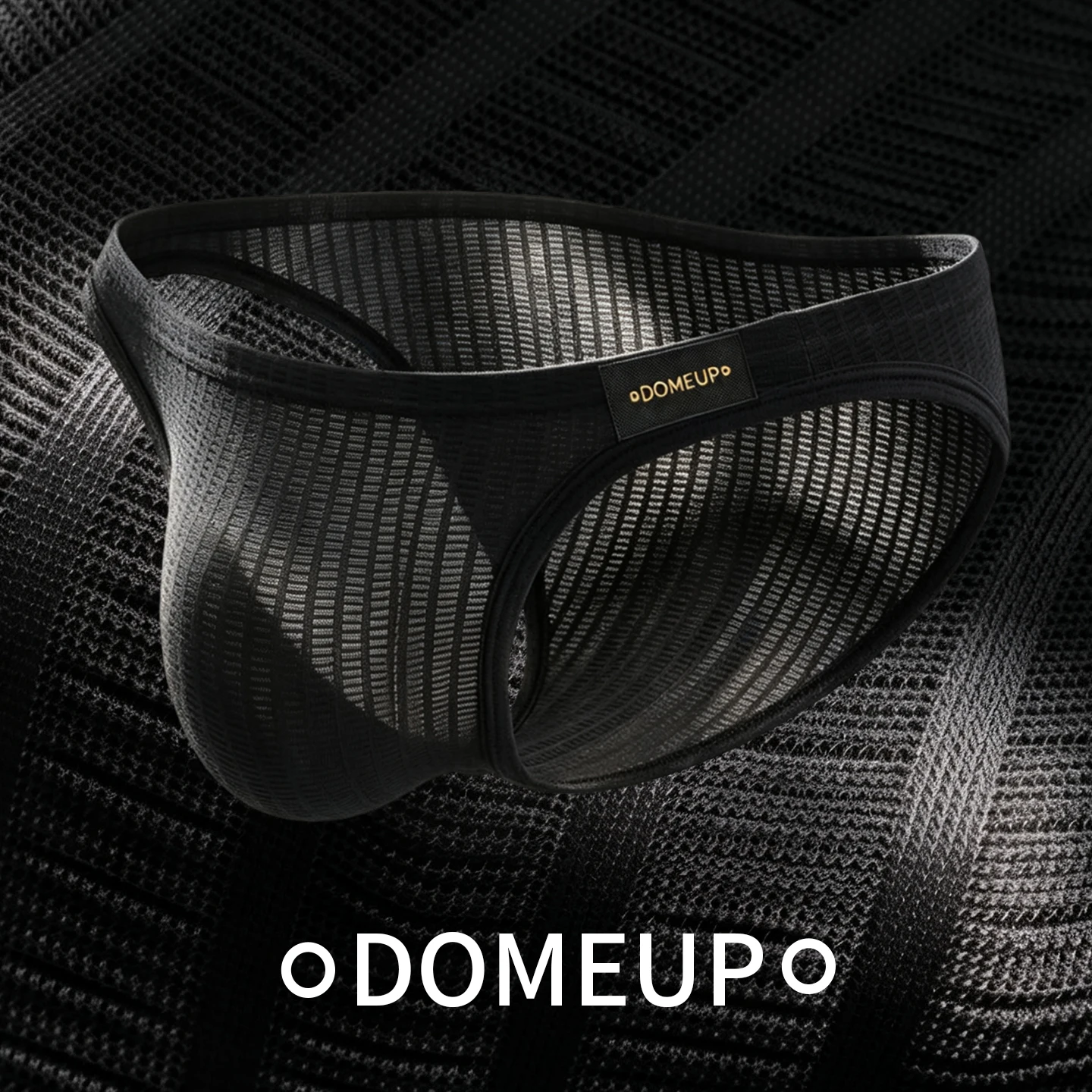 DOMEUP Men's Low‑rise Briefs Waffle Texture Hollow Breathable Sports Underwear Male Pouch Triangle Underpants