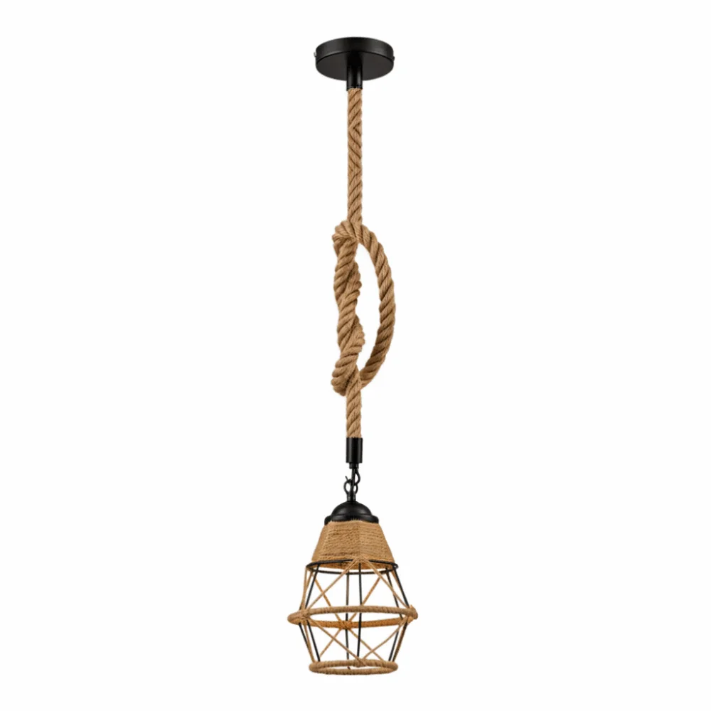 

Retro Hemp Rope Pendant Lights Iron Woven Design Woven Hemp Rope Chandelier Industrial Style Pendant Light Bed and Breakfast