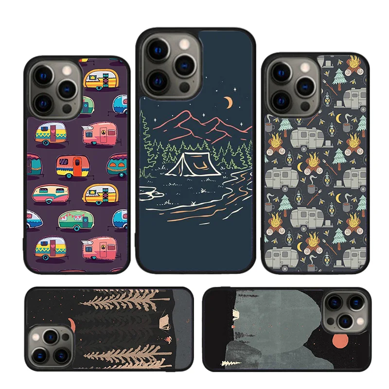 Camping Mountain Phone Case Cover For iPhone 16 15 14 plus XS XR 11 12 mini 13 pro max coque Shell Fundas