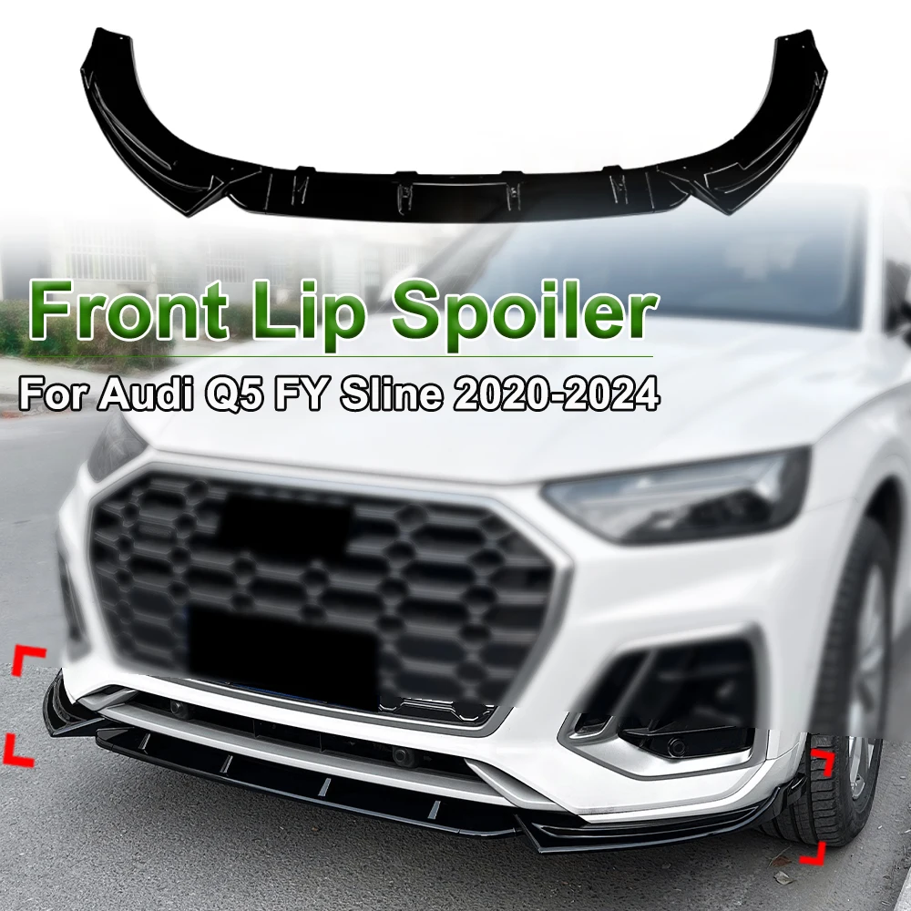 

For Audi Q5 FY Sline 2020-2024 Late Front Bumper Shovel Front Lip Spoiler Exterior Modification Glossy Black ﻿