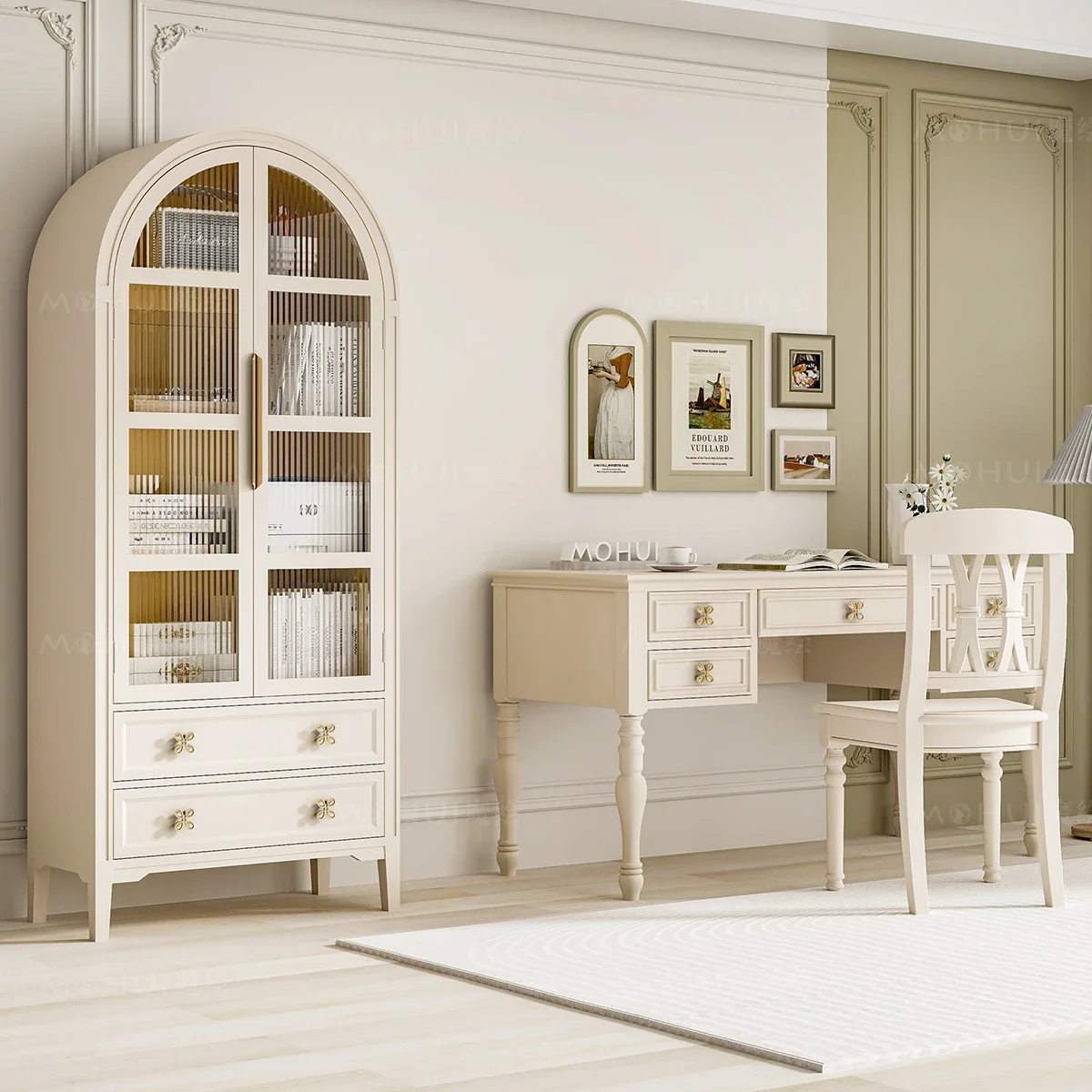 مكتب كمبيوتر مكتبي بسيط وحديث، مكتب بتصميم راقي من الخشب الصلب #3