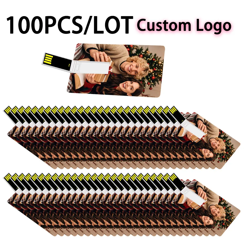 

100 шт. USB-флеш-накопителей в форме кредитной карты, 16 ГБ, 32 ГБ, 64 ГБ, с возможностью нанесения логотипа и цветной печати