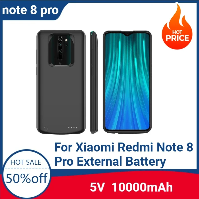 

Backup Powerbank Case For Xiaomi Redmi Note 8 Pro External Battery Cases 10000mAh Portable Charger Power Bank Charging Cover
