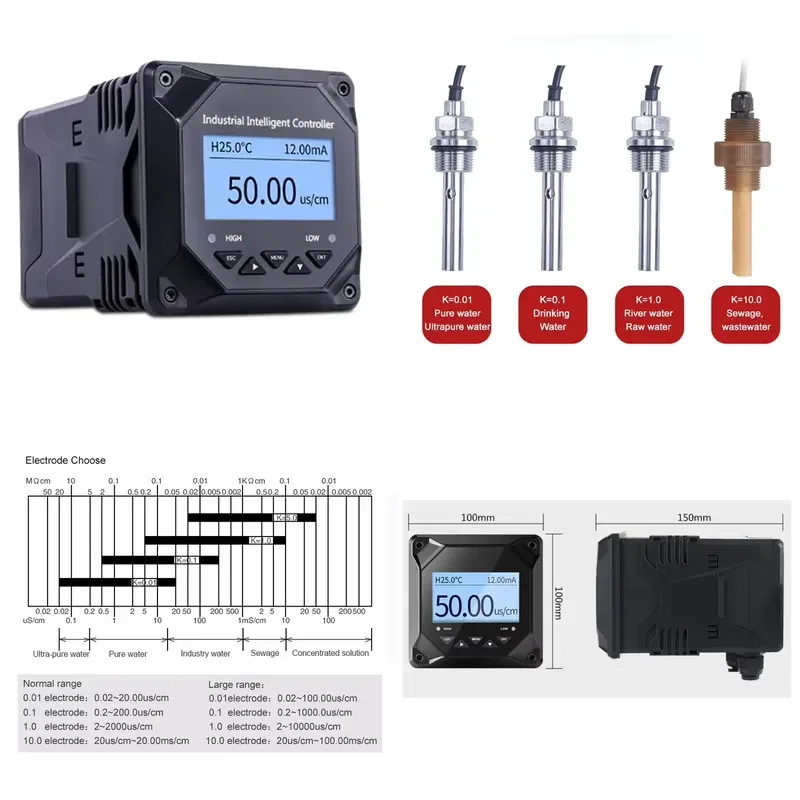 for Water pH Sensor Rs485 Digital Conductivity Meter Liquid pH Ec Meter Controller