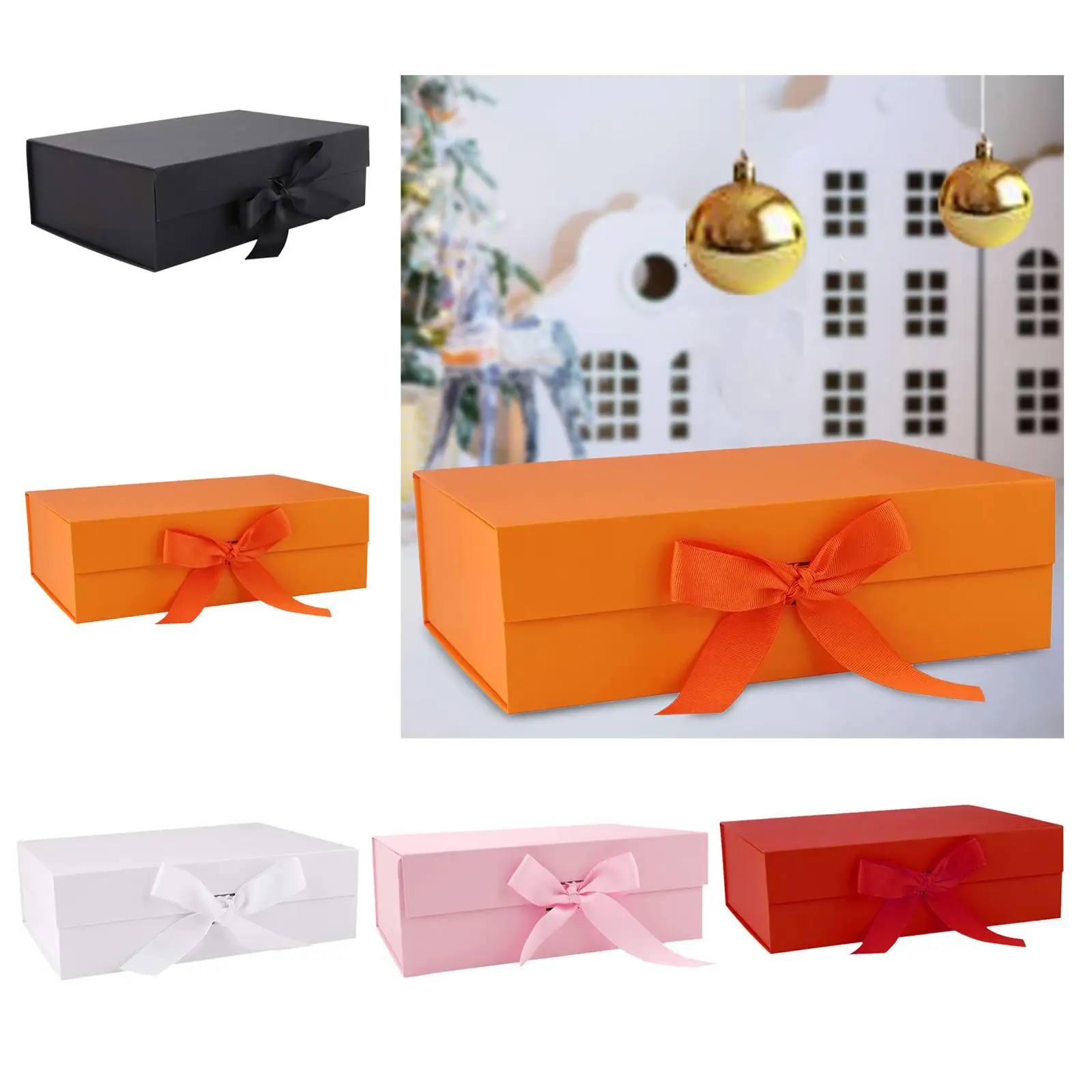 

Gift Box with Ribbon Reusable Large with Lids Decorative Box Storage Box for