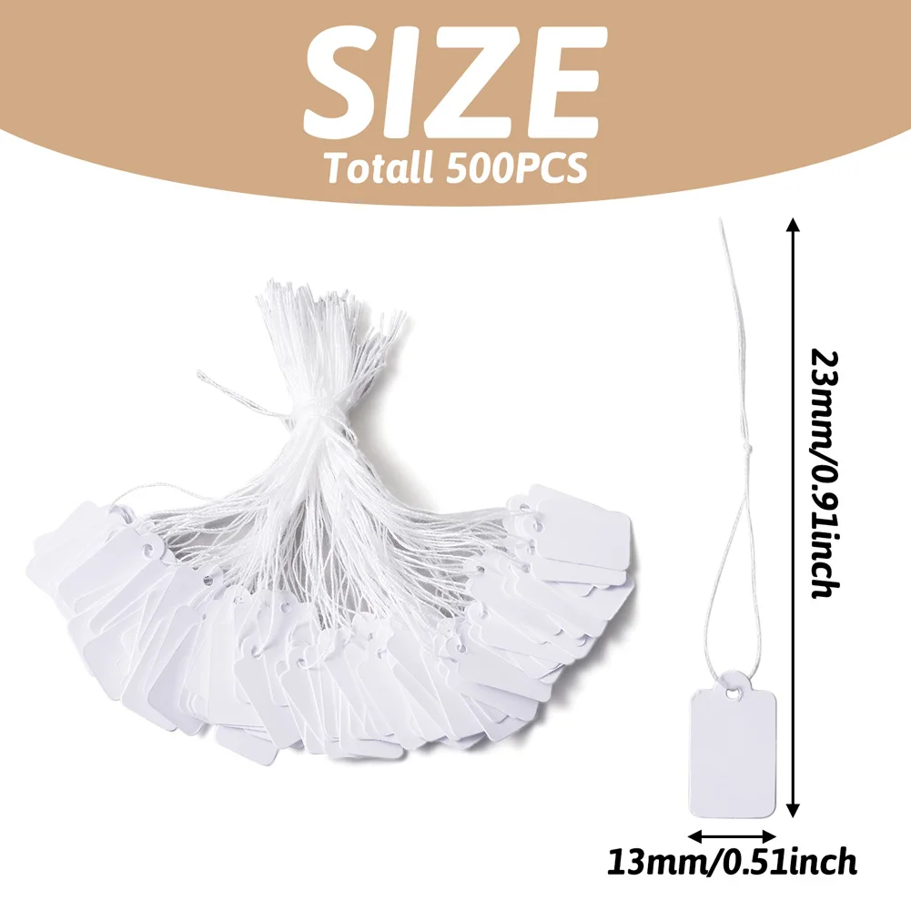 500Pcs White Rectangle Jewelry Clothing Price Tags Item Price Label String Price Paper Display Cards Handwritten Paper