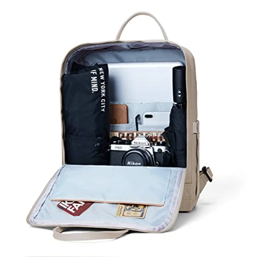 Casual Laptop Backpack 15 Inch Square Daypack Totepack Travel Bag Anti Splash Multi Pockets Classic Adjustable Rucksack For Out view 4