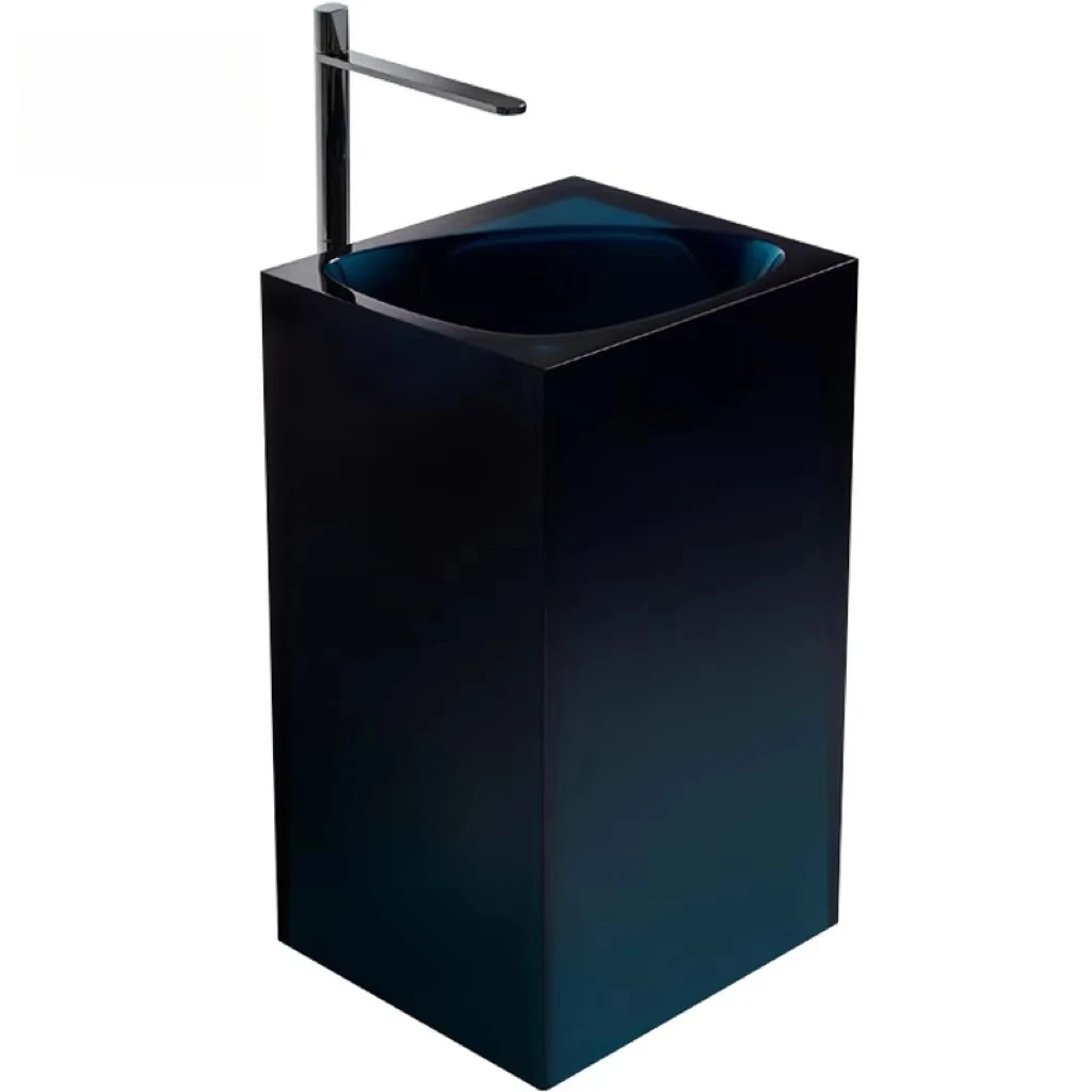 Crystal Toilet Art Villa Transparent Luminous Column Washbasin One Floor-to-Floor Transparent Column Basin Bathroom Sink