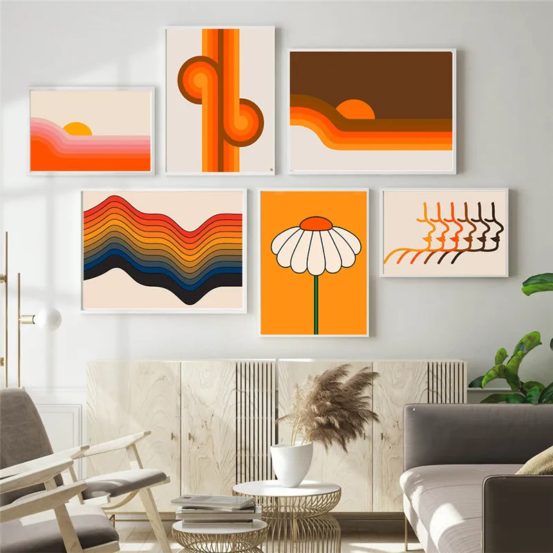 Gold Knot Sunset High Tide and Low Stripe Art Canvas Painting 70s Retro Poster Wall Picture Feminist Portrait Prints Home Decor - Image 5