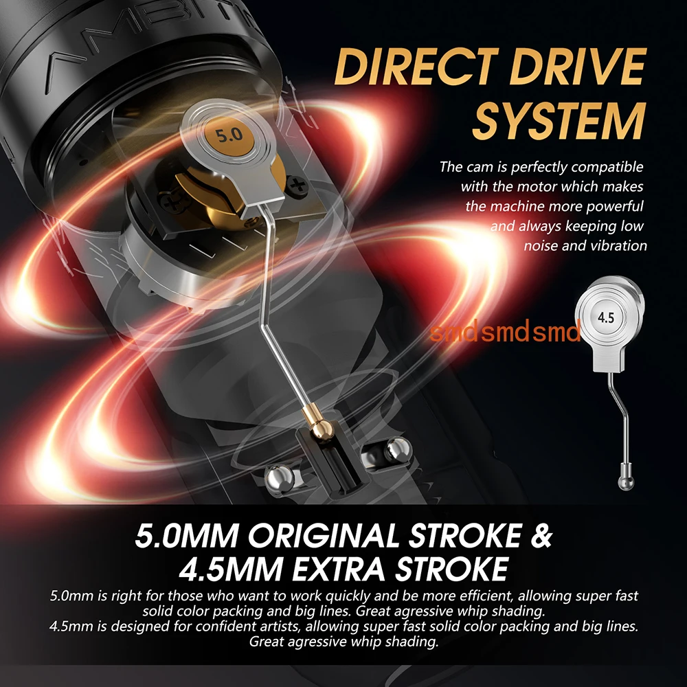 Stroke 4.5+5.0mm Wireless Tattoo Machine Professional Brushless Motor Pen 2400mAh Battery 1-12V for Tattoo