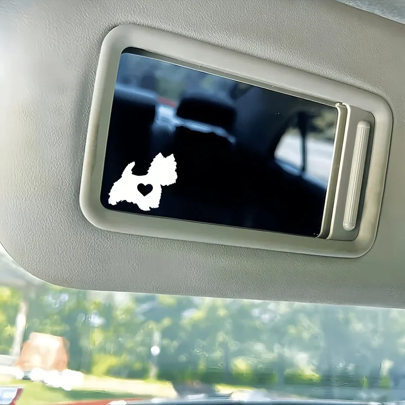 Cute Westie Dog Heart Vinyl Decal Waterproof Pet Sticker for Car Rearview Mirror Sun Visor Laptop Water Bottle Decor