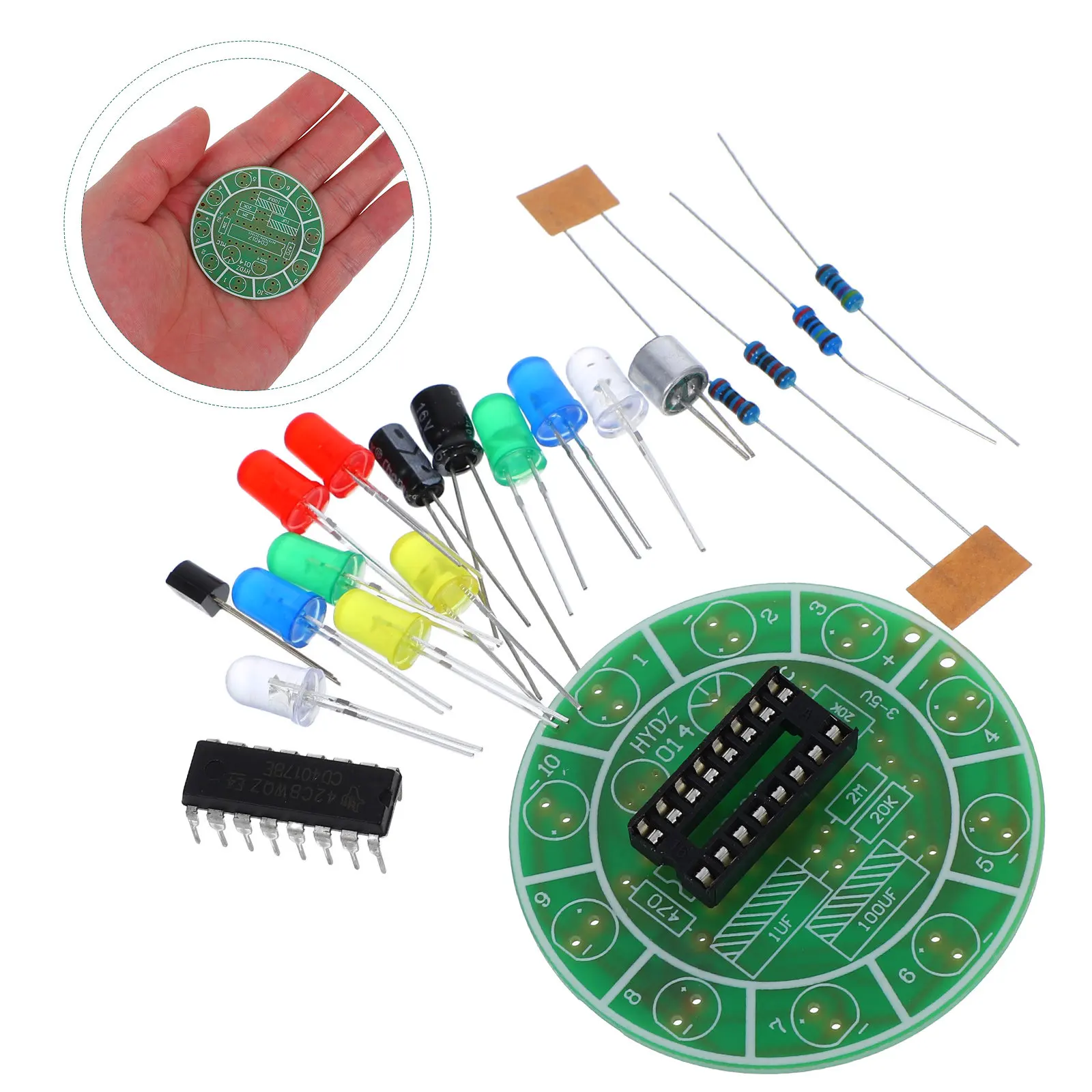 1 Kit de lumière LED rotative activée par le son, kit d'expériences scientifiques DIY avec effet de flux d'eau coloré, sensible au son