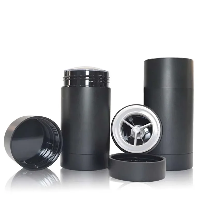 3/12/24個入り 75g AS マットブラック デオドラント容器 空のツイストアップ式 フロスト加工 デオドラントスティック包装チューブ 75ml ブラックスリーブ