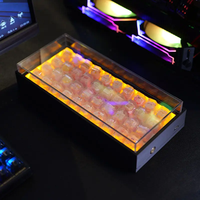 Custom Alightstone Plant40 LED Keycap Display Pod Lit Storage Case Dust Proof Acrylic Shell Removable Tray for Artisan Caps