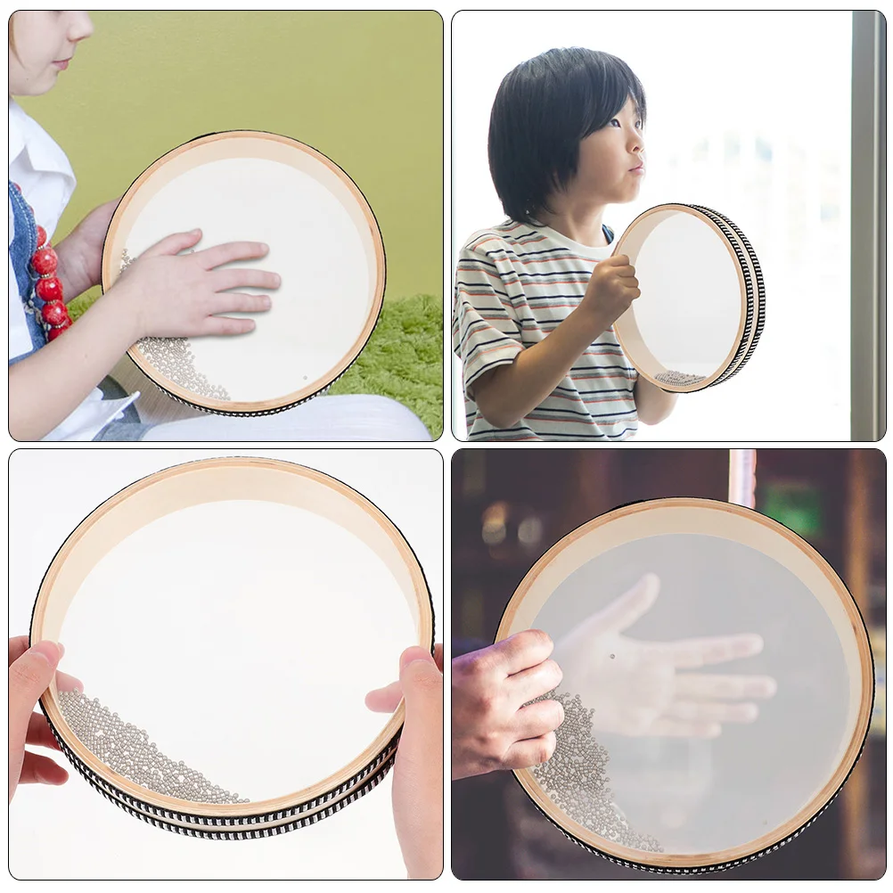 

Wooden Kids Hand Drum with Iron Sand Core Ocean Sound Percussion Toy Musical Instruments for Children Education Playtime Gift