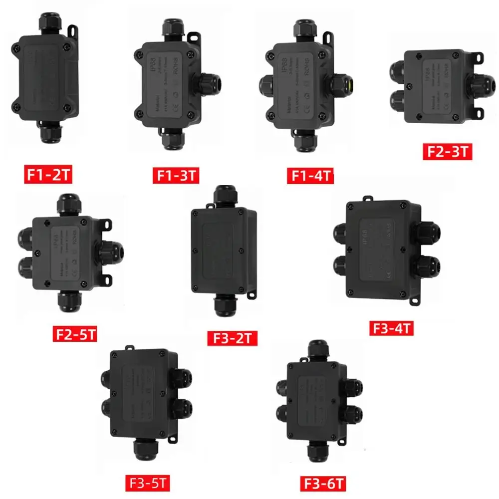 IP68 Rated Outdoor Waterproof Junction Box 2-6 Way Sealed Retardant IP68 Waterproof Junction Box PC Plastic Trunking Connectors