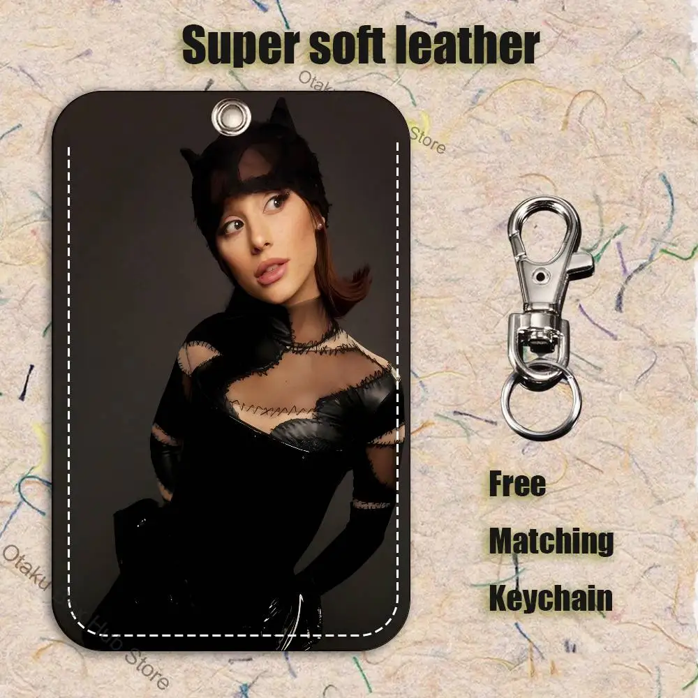 المغني A-Ariana G-GrandeS نمط 1 قطعة بولي Leather حامل بطاقة جلدية المفاتيح حلقة رئيسية قفل الباب الوصول العلامات حافظة بطاقات الهوية بطاقة المفاتيح