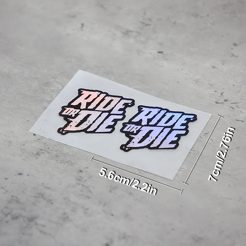 2PCS/SET "RIDE OR DIE" Holographic Car Decals, Stylish Streetwear - Inspired Auto Stickers, Eye - catching Color Gradient Decor