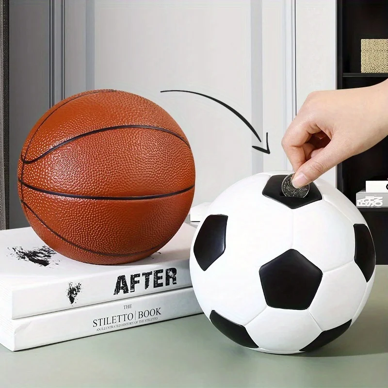 Large Football Basketball Piggy Bank for Sports Fans Coin/banknote Piggy Bank Gift Savings Container Coin Box Cash Money Box
